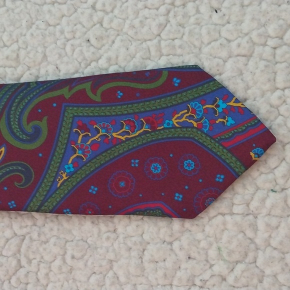 Paul Stuart Silk Tie (Burgundy/Green/Blue) - Made in England - Picture 3 of 11
